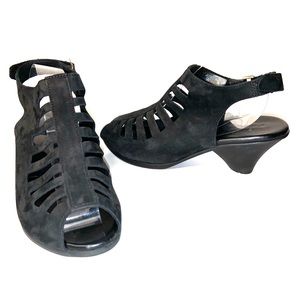 Arche Exor 37  6 Blk Nubuck Caged Sandal Pumps